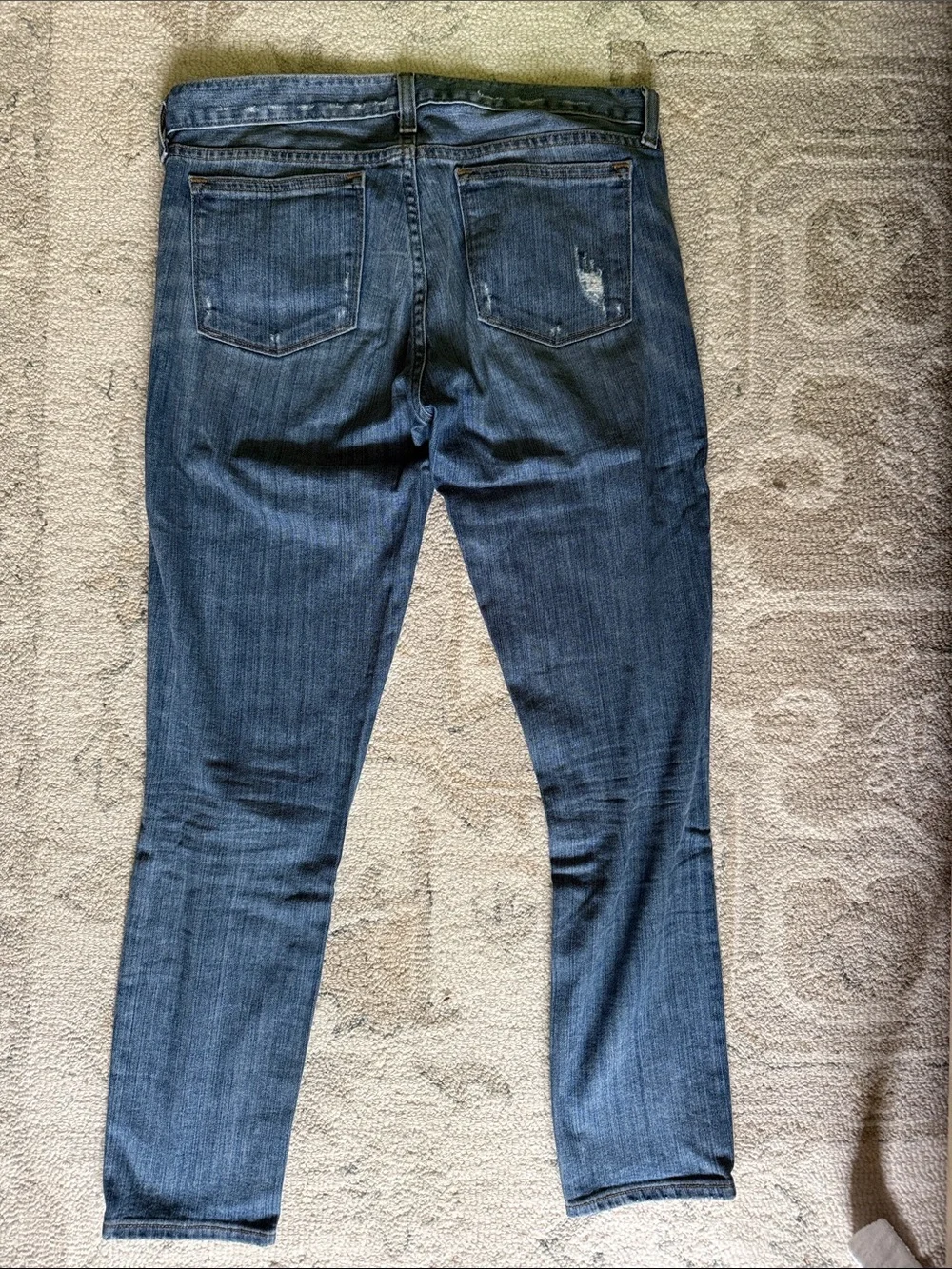 J. Crew Distressed Toothpick Ankle Jeans in Medium Blue